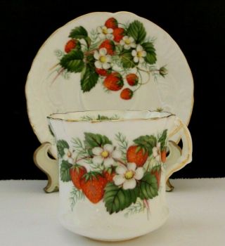 Vintage Hammersley & Co Bone China Strawberry Ripe Tea Cup And Saucer,  England