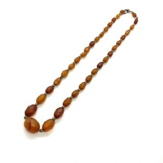 Antique Art Deco Natural Faceted Amber Bead Necklace 41