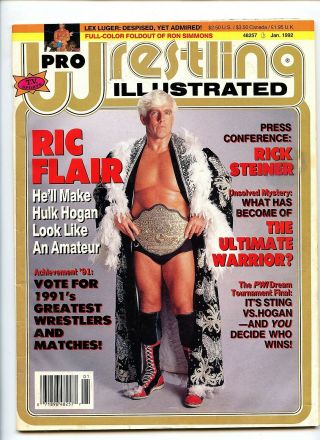 Pro Wrestling Illustrated 1/1992 Ric Flair Warrior Ron Simmons Pinup