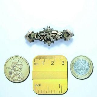 Antique Victorian Silver & Gold " Good Wishes " Brooch Sweetheart Or Wedding Gift