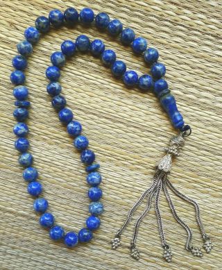 Ancien Chapelet Perle Antique Lapis Lazuli Bead Islamic Prayer Rosary Tesbih