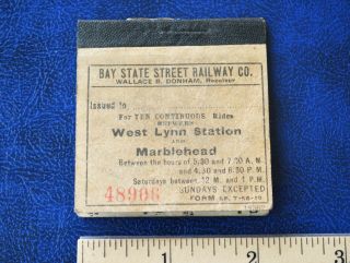 1918 Bay State Street Railway Co.  Ticket Book West Lynn Station & Marblehead