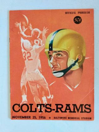 Vintage November 25,  1956 Baltimore Colts Vs Los Angeles Rams Program 805