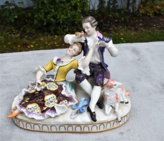 Antique Sitzendorf Porcelain Romantic Couple Figure / Figurine - German