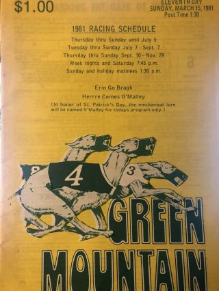 Green Mountain Greyhound Program 3/25/81