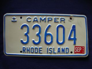 1996 Rhode Island Camper License Plate 33604