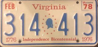 Virginia Bicentennial License Plate