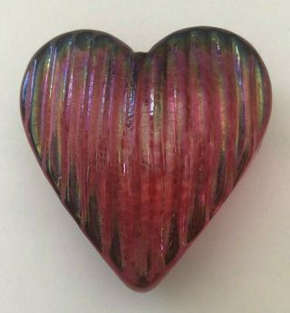 Vintage Robert Held Art Glass Heart Paperweight - Red,  Signed