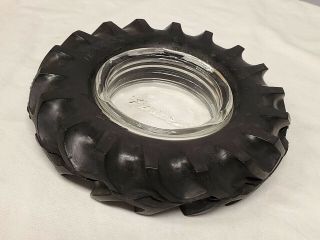 Vintage Firestone Tractor Tire Ashtray With Glass Insert - 1950s