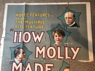 How Molly Made Good Vintage Movie Poster 3 Sheet 1915 Huge 7 Feet