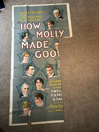 How Molly Made Good Vintage Movie Poster 3 Sheet 1915 Huge 7 Feet 2