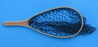 Vintage Wood Fly Fishing Net; Large Mesh,  Deep Net,  13 1/2 " X 7 1/4 " Max Opening