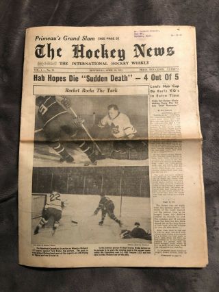 1951 The Hockey News: Apr 28,  Vol 4 No 30,  Richard / Broda Cover,  Nhl,  Ahl,  Pcl