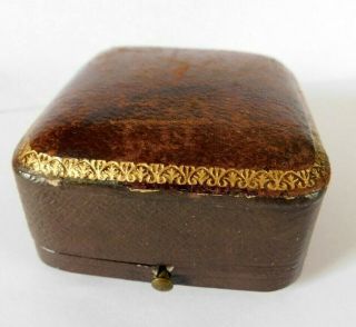 Antique Tooled Brown Leather Jewellery Box For Necklace / Pendant