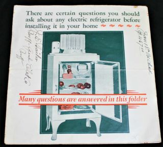 General Electric Ge Refrigerators Advertising Sales Brochure Guide 1929 Vintage