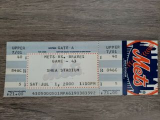 Ny Mets Vs Atlanta Braves Full Ticket July 1,  2000