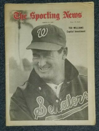 March 15,  1969 The Sporting News Ted Williams Washington Cover