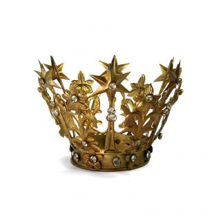 Medium Santos Crown With Lilies Stars Rhinestones Antique Gold 3.  25 " - 3.  75 " Diame