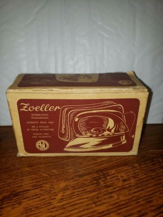 Vintage Zoeller Electric Travel Iron Made In Western Germany Wih Pouch Case Box