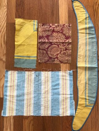 4 Antique French 18th C.  Silk Home Decor Remnants - Museum Deaccessioned