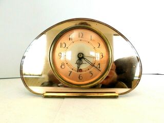 Vintage Old 1930s Art Deco Peach Mirror Seth Thomas Antique Clock