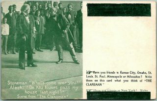 Vintage Theatre Advertising Postcard " The Clansman " Black History C1900s