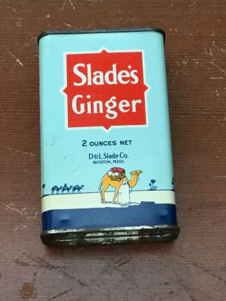 Vintage Slade’s Ginger 2 Oz Spice Tin D&l Slade Co.  Boston,  Mass