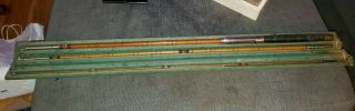 Antique Vintage Signed Bamboo Fly Fishing Pole Rod 3 Pc In Case 103 "