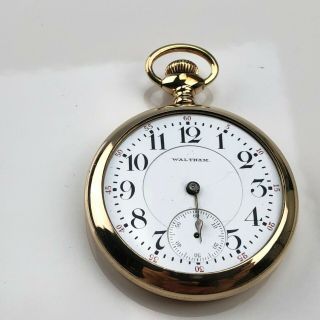 Antique Waltham Grade 610 Model 1908 Size 16 7 Jewel Gold Filled Pocket Watch As