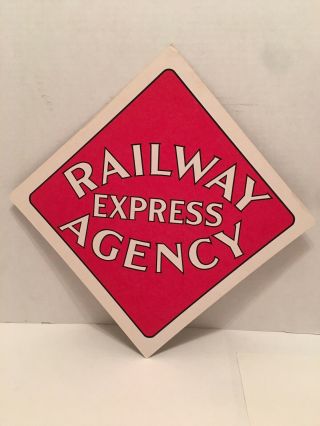 Railroad Sign - Railway Express Agency - Train Collectible 12” X 12” Cardboard