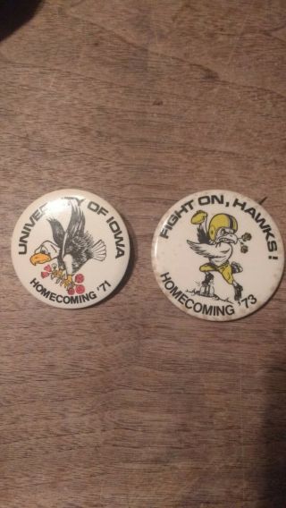 1973 And 71 Iowa Hawkeyes Football Homecoming Pinback Pin Button