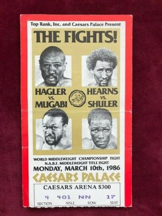 Boxing 1986 World Middleweight Fight 1986 Caesars Palace Ticket Stub