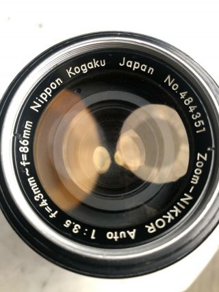 Nikon Nippon Kogaku Zoom Nikkor Auto F3.  5 F 43mm - 86mm Vintage Lens
