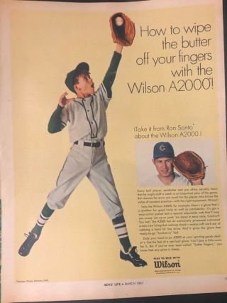 Vintage Wilson A2000 Baseball Glove Poster Advertising 11 X 14 Butter Smooth