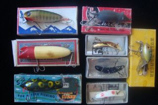 Eight Vintage Fishing Lures In Boxes