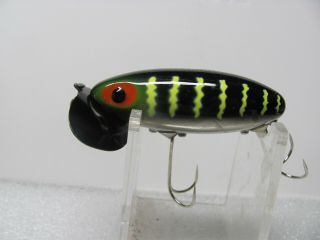 Arbogast 5/8 Oz.  Jitterbug In Black/green Head/luminous Ribs/black Lip
