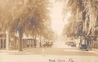 Mt.  Dora Florida Auto Street Scene Photo Antique Postcard R24