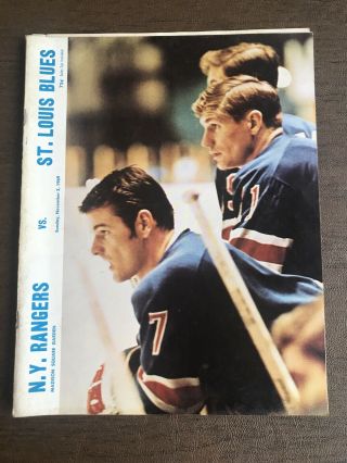 Ny Rangers Vs St Louis Blues 11/2/1969 Msg Ice Hockey Game Program