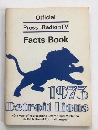1973 Detroit Lions Fact Book/press Guide