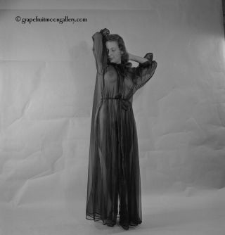 Bunny Yeager Camera Negative Pin - Up Photograph Pretty Model In Diaphanous Robe