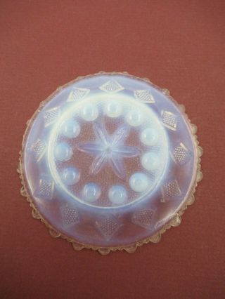Antique Opalescent Lacy Flint Glass Cup Plate Star & Dots w/ 12 Diamonds Border 2