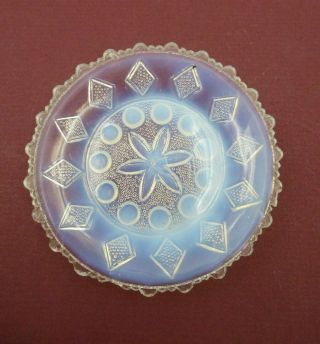 Antique Opalescent Lacy Flint Glass Cup Plate Star & Dots w/ 12 Diamonds Border 3