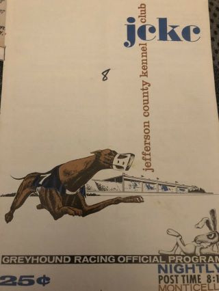 1974 Jefferson County Kennel Club Monticello Greyhound Program