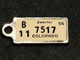 1955 Colorado Dav Mini License Plate Tag Keychain Charm Vintage Veteran
