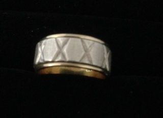 Vintage Sterling Silver And 10 K Gold Filled Band Ring Size 6