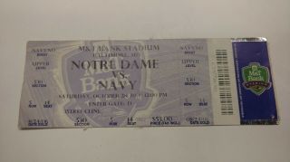 Notre Dame Vs Navy Football Ticket Game Played On 10/2/2006 Baltimore,  Md.