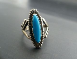 VINTAGE NAVAJO BELL TRADING POST TURQUOISE STERLING RING 3