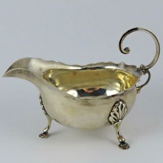 Antique Nathan & Hayes Edwardian English Sterling Silver Gravy Or Sauce Boat