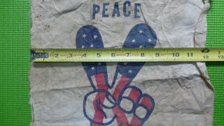 Vintage Old Peace Sign on Cotton Fabric Circa late 1960 ' s to early 1970 ' s 3
