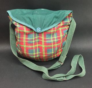 Vintage Girl Scout Mess Kit With Plaid Carrying Bag,  Box